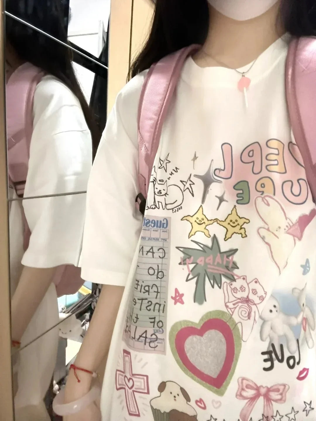 Loose Fit T-irt Cartoon Print Casual Top for Men and Women Y2k Fashion Kawaii Clothes Cute Graphic Printed Unisex T Shirt