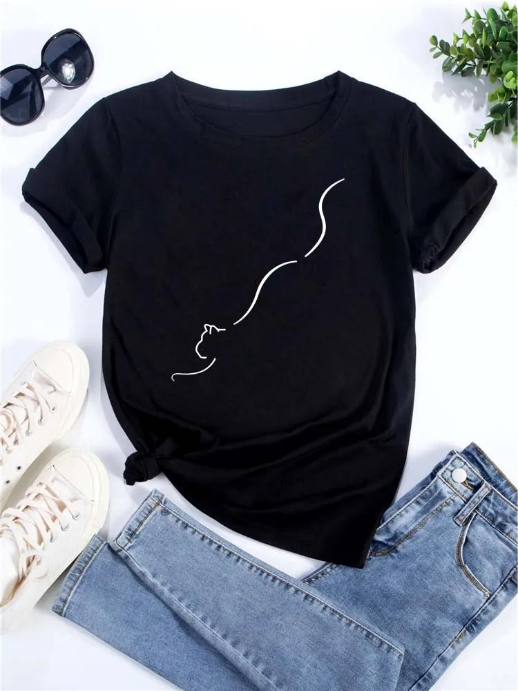 Women's kawaii cats print t-shirt